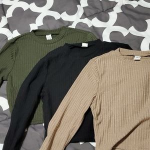 Girls 3 pc ribbed long sleeve shirts